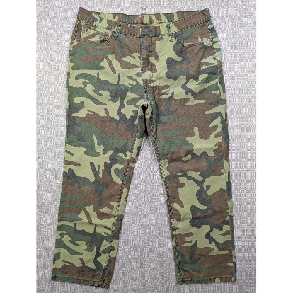 Levis 541 Athletic Fit Jeans Mens 40x28 (40x30) Green Camo Tapered Denim